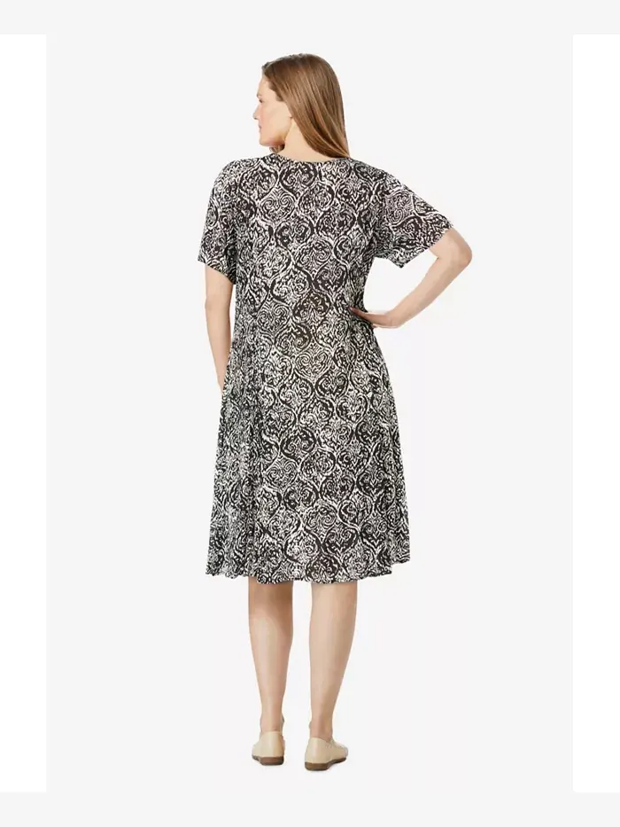 Короткое платье Plus Size с жатым эффектом Woman Within — изображение 2 из 5, черный