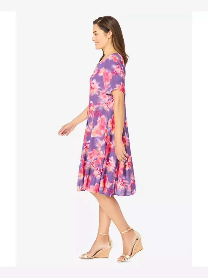 Короткое платье Plus Size с жатым эффектом Woman Within — изображение 4 из 5, черный