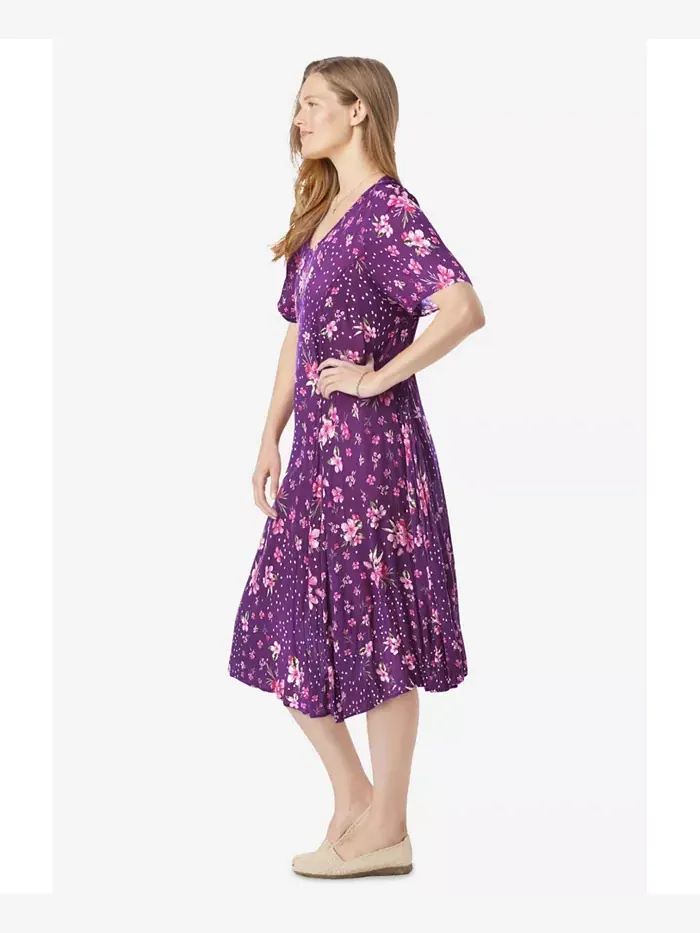 Короткое платье Plus Size с жатым эффектом Woman Within — изображение 5 из 5, черный
