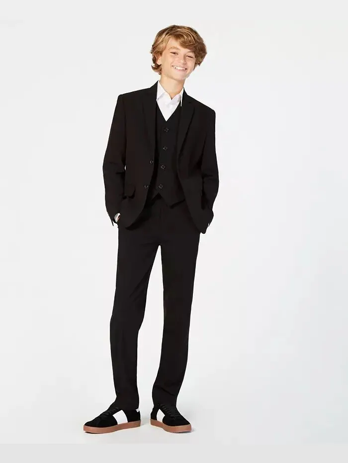 Большие мальчики Slim Fit эластичные брюки для машинной стирки Calvin Klein — изображение 2 из 9, черный