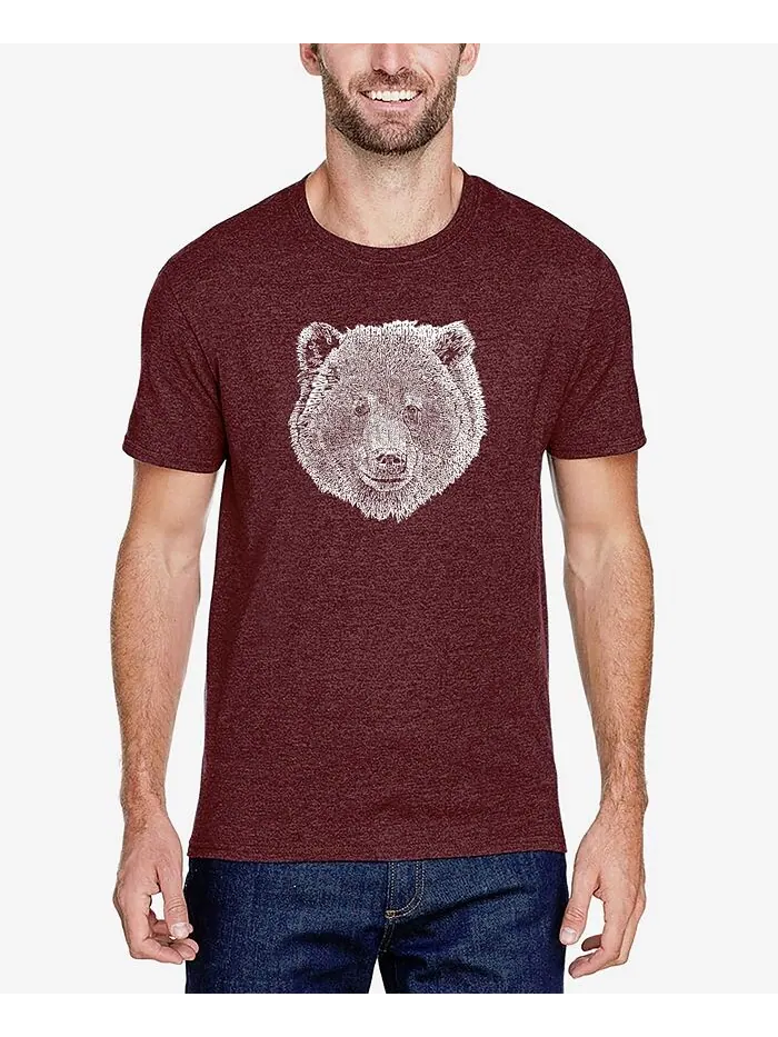 Мужская футболка премиум-класса Word Art Bear Face LA Pop Art — изображение 1 из 2, бордовый