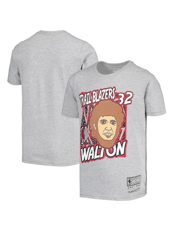 Серая футболка Big Boys Bill Walton Portland Trail Blazers Hardwood Classics King of the Court — изображение 1 из 1, серый