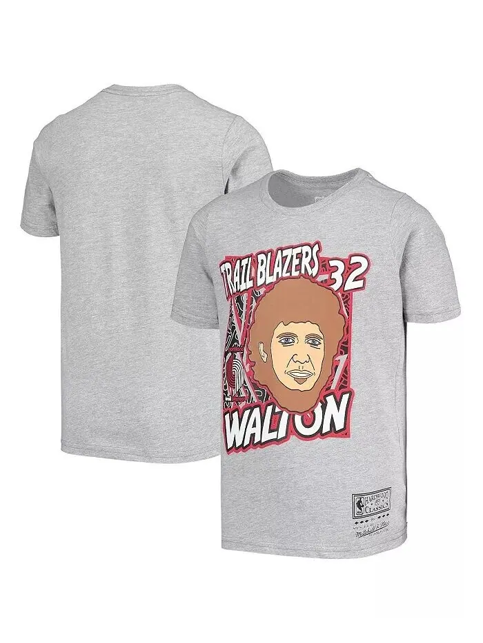 Серая футболка Big Boys Bill Walton Portland Trail Blazers Hardwood Classics King of the Court