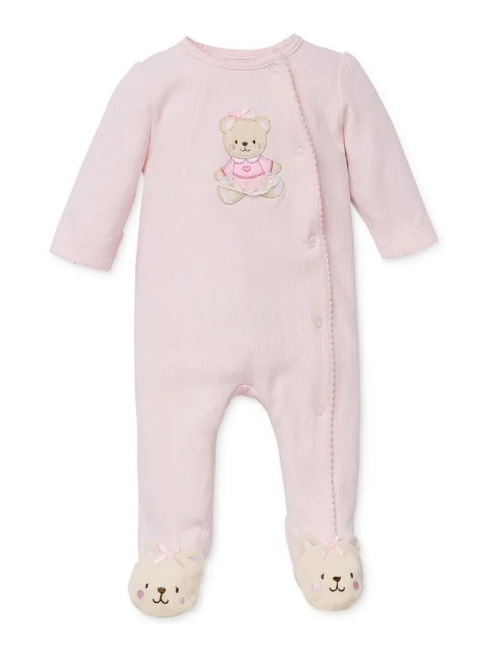 Комбинезон Sweet Bear Footed для маленьких девочек Little Me — изображение 1 из 2, розовый