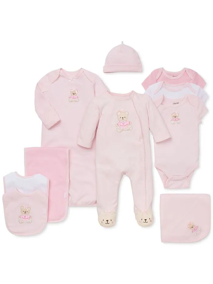 Комбинезон Sweet Bear Footed для маленьких девочек Little Me — изображение 2 из 2, розовый