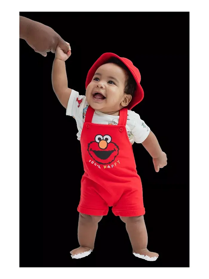 Попробуйте комплект одежды для мальчиков Baby Boys Sesame Street Elmo из мягкого велюра: — изображение 8 из 8, красный/белый