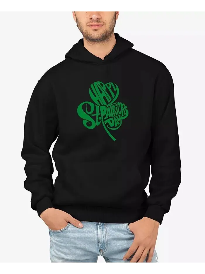 Мужская толстовка с капюшоном и надписью Shamrock Word Art ко Дню Святого Патрика LA Pop Art — изображение 1 из 3, черный