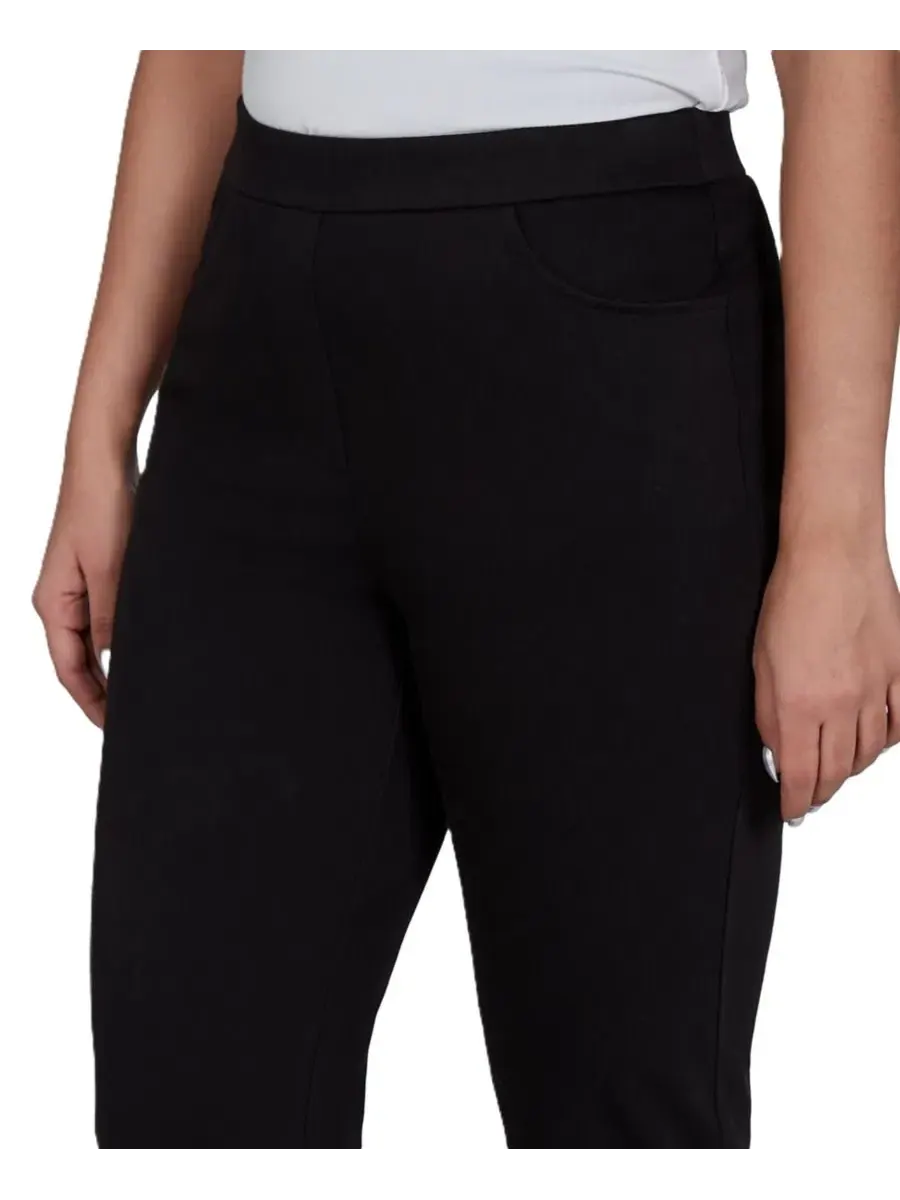 Брюки прямого кроя Petite Travel Advisory Pull-On Straight-Leg Knit Twill Pants Alfred Dunner — изображение 4 из 5, черный