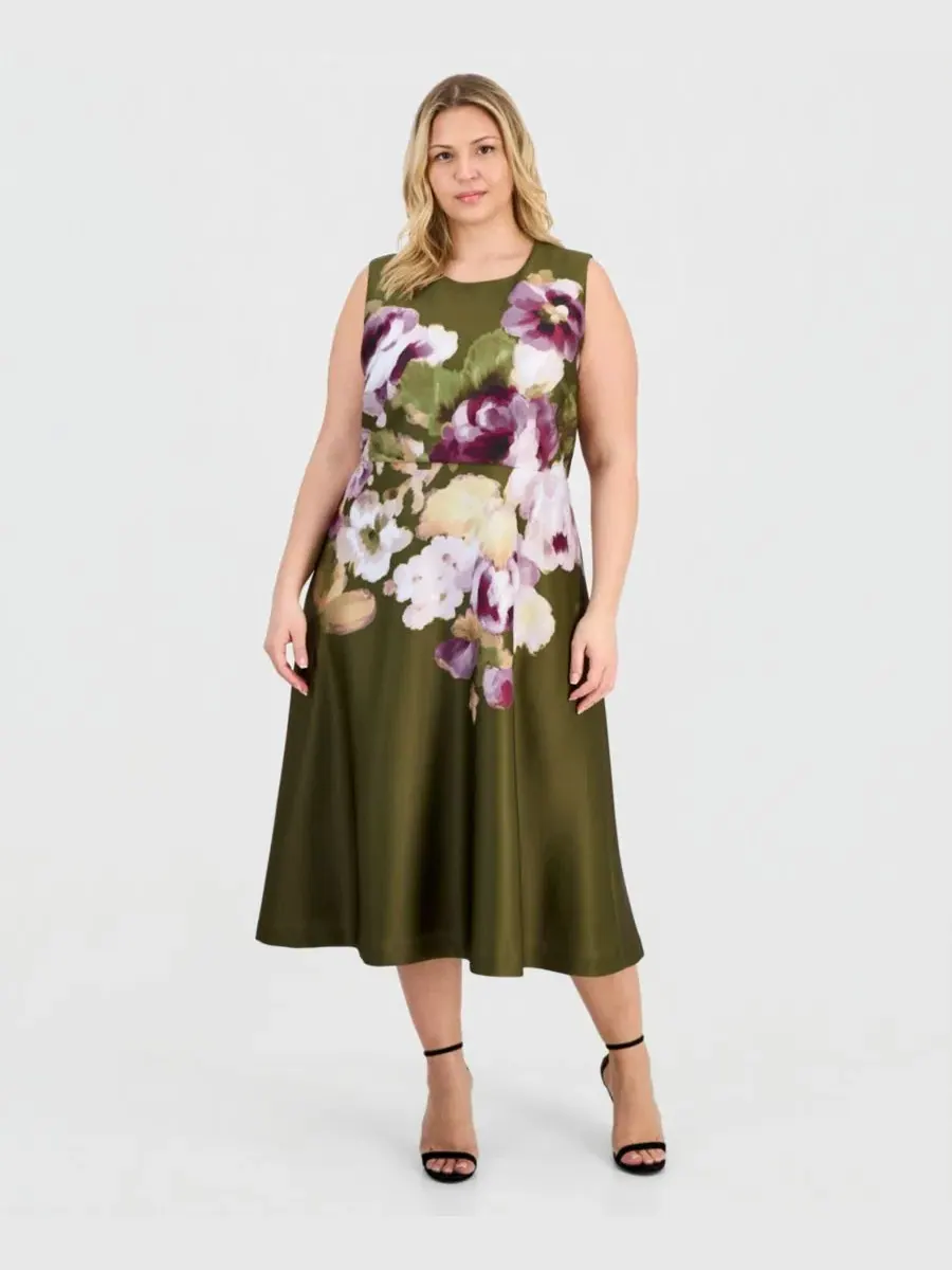 Платье-трапеция с принтом Anne Klein