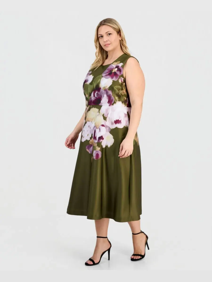 Платье-трапеция с принтом Anne Klein — изображение 5 из 5, мульти