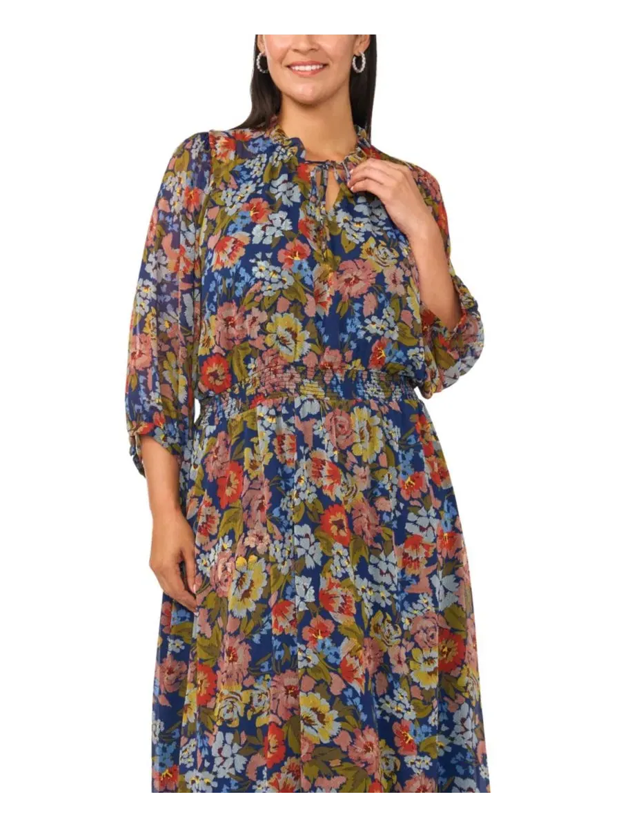 Макси-платье с принтом, с объемными рукавами, шифоновое, Plus Size Vince Camuto — изображение 2 из 4