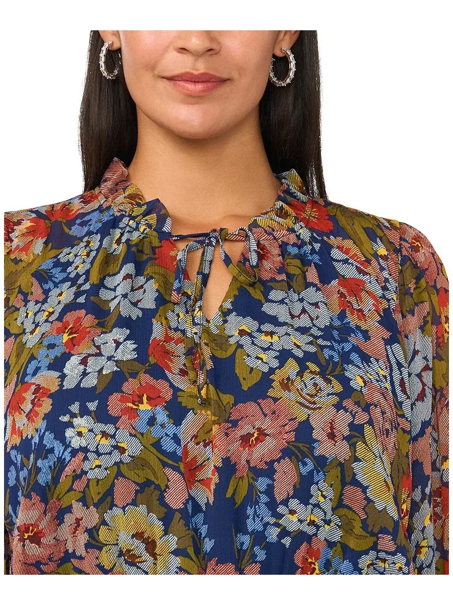 Макси-платье с принтом, с объемными рукавами, шифоновое, Plus Size Vince Camuto — изображение 3 из 4