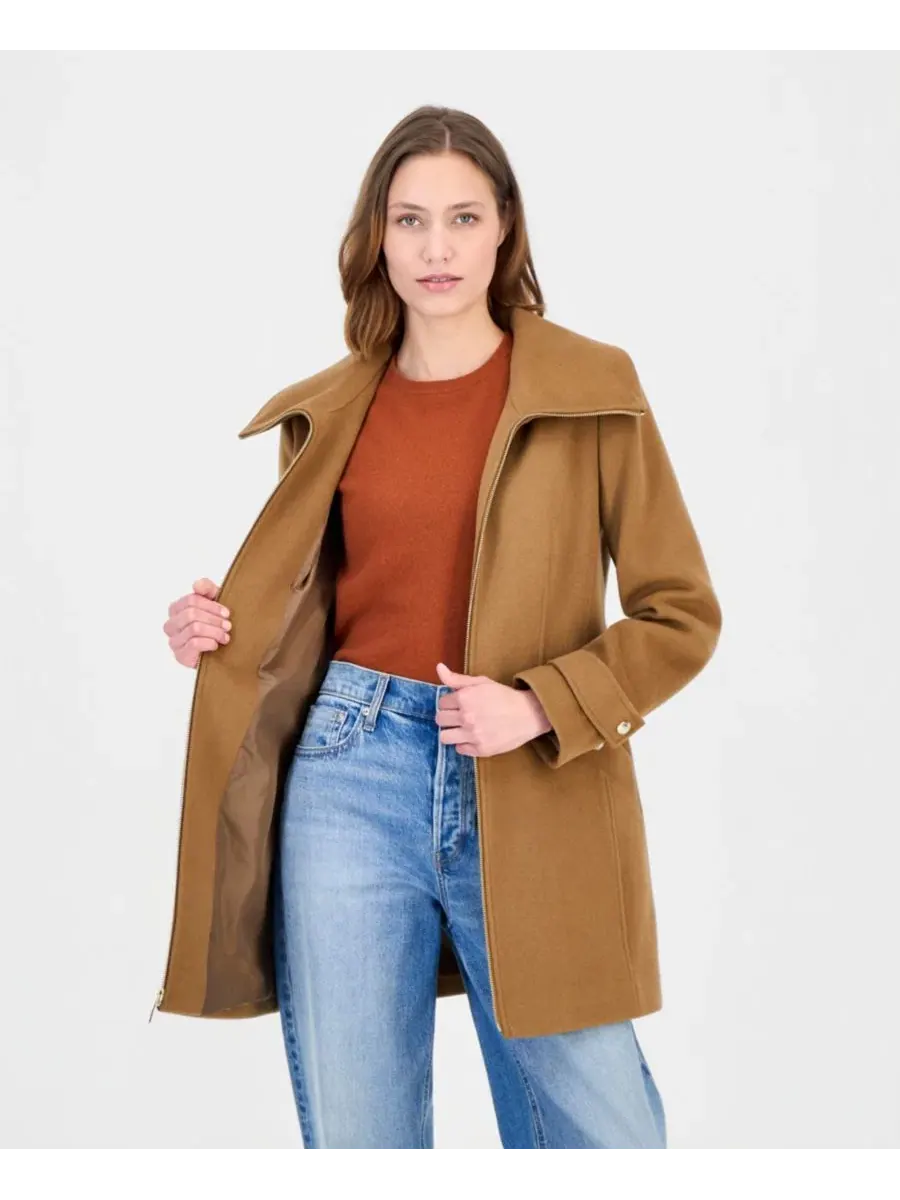Пальто с воротником и застежкой-молнией Michael Kors, Dk Camel — изображение 2 из 5