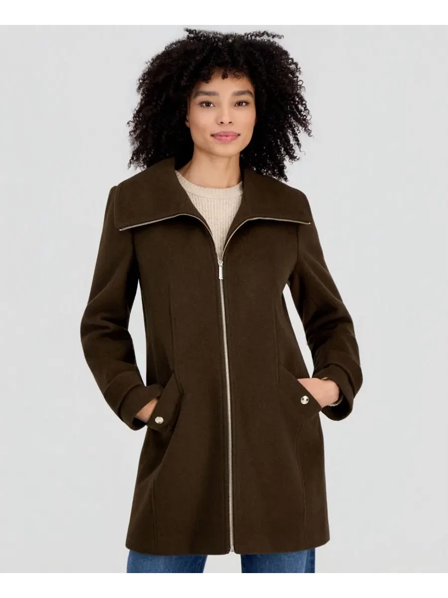Пальто шерстяное с воротником и застежкой-молнией Michael Kors, Duffle — изображение 2 из 3