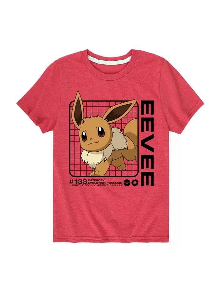 Футболка с принтом Eevee для мальчиков старшего возраста Pokémon Pokemon — изображение 1 из 3, красный