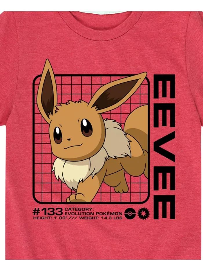 Футболка с принтом Eevee для мальчиков старшего возраста Pokémon Pokemon — изображение 3 из 3, красный