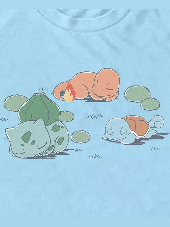 Футболка мужская с коротким рукавом Pokémon Bulbasaur Charmander Squirtle Pokemon — изображение 3 из 3, светлый синий