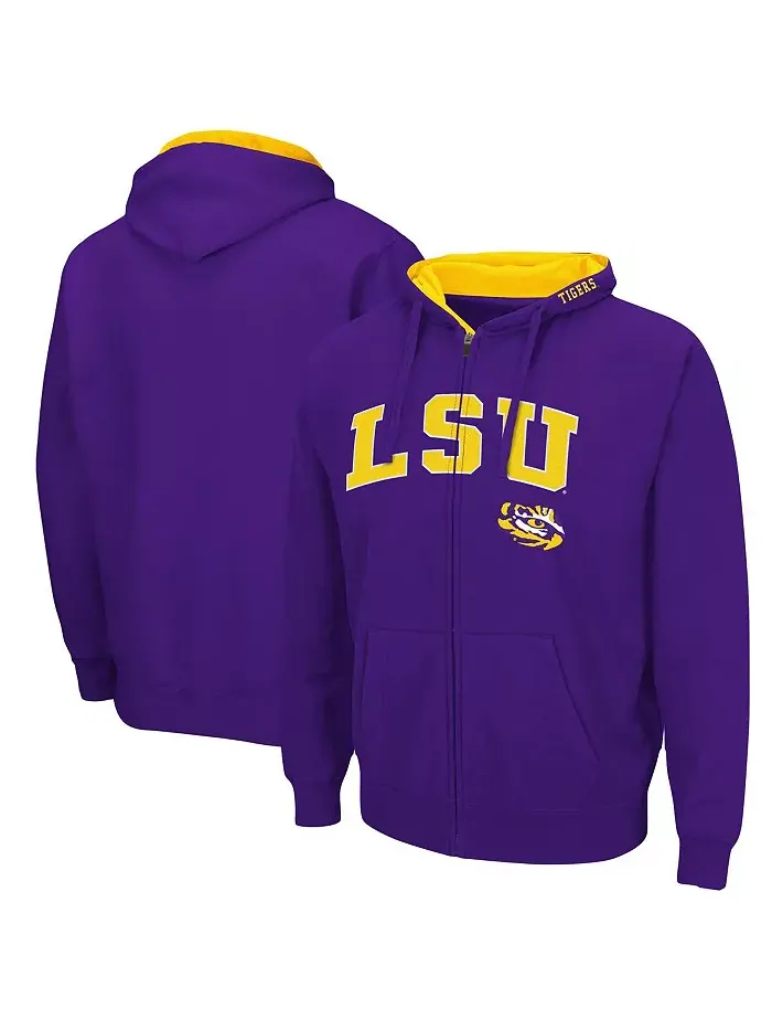 Мужская толстовка LSU Tigers Arch Logo 3.0 с молнией Colosseum — изображение 1 из 5, фиолетовый