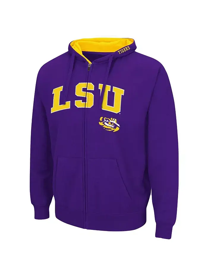 Мужская толстовка LSU Tigers Arch Logo 3.0 с молнией Colosseum — изображение 2 из 5, фиолетовый