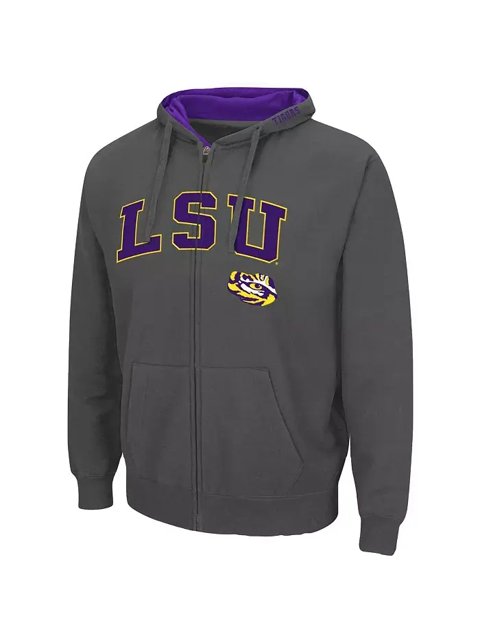 Мужская толстовка LSU Tigers Arch Logo 3.0 с молнией Colosseum — изображение 4 из 5, фиолетовый