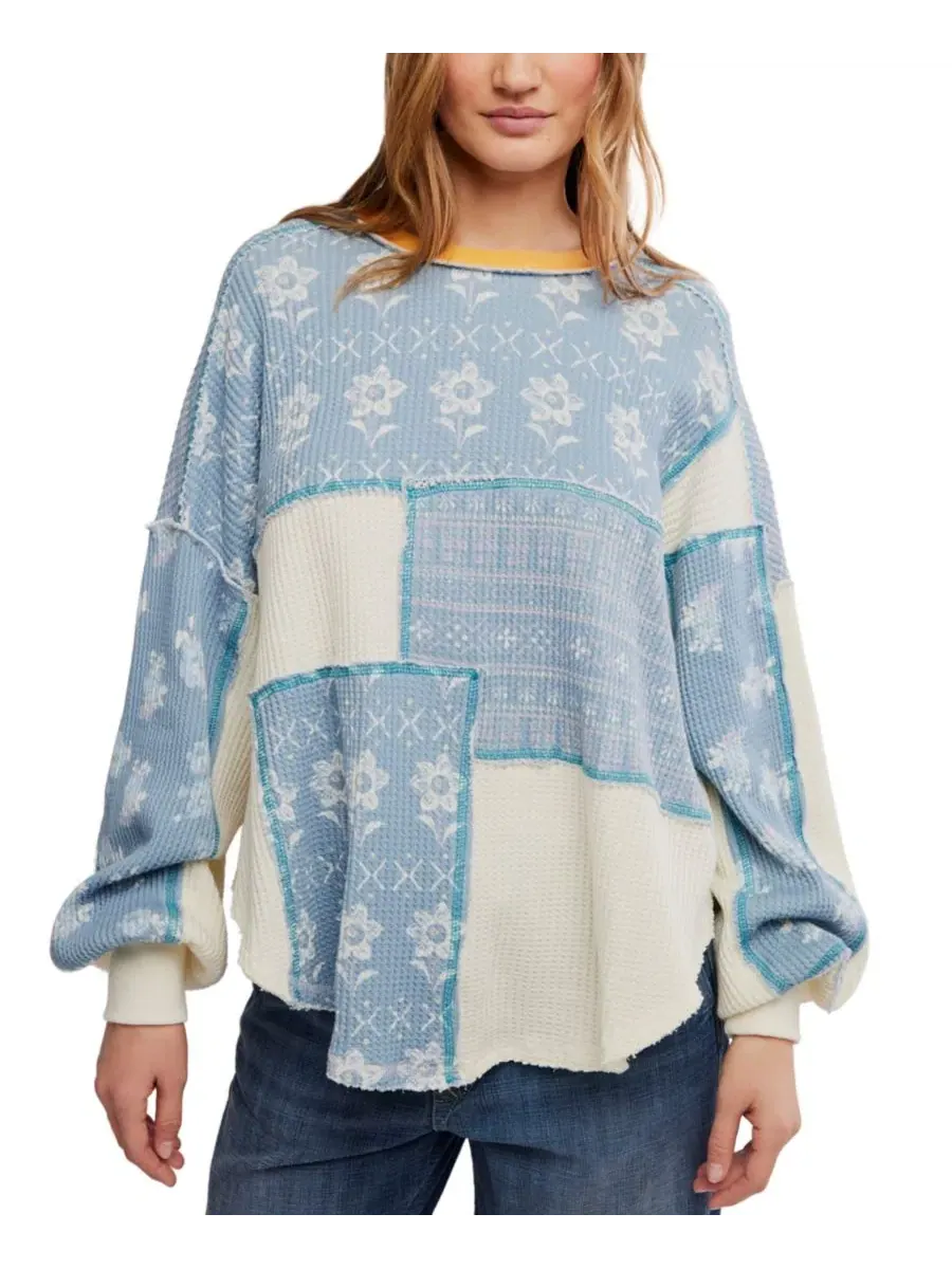 Футболка-термо женская с принтом Wildflower Thermal Waffle-Knit Floral-Print Free People