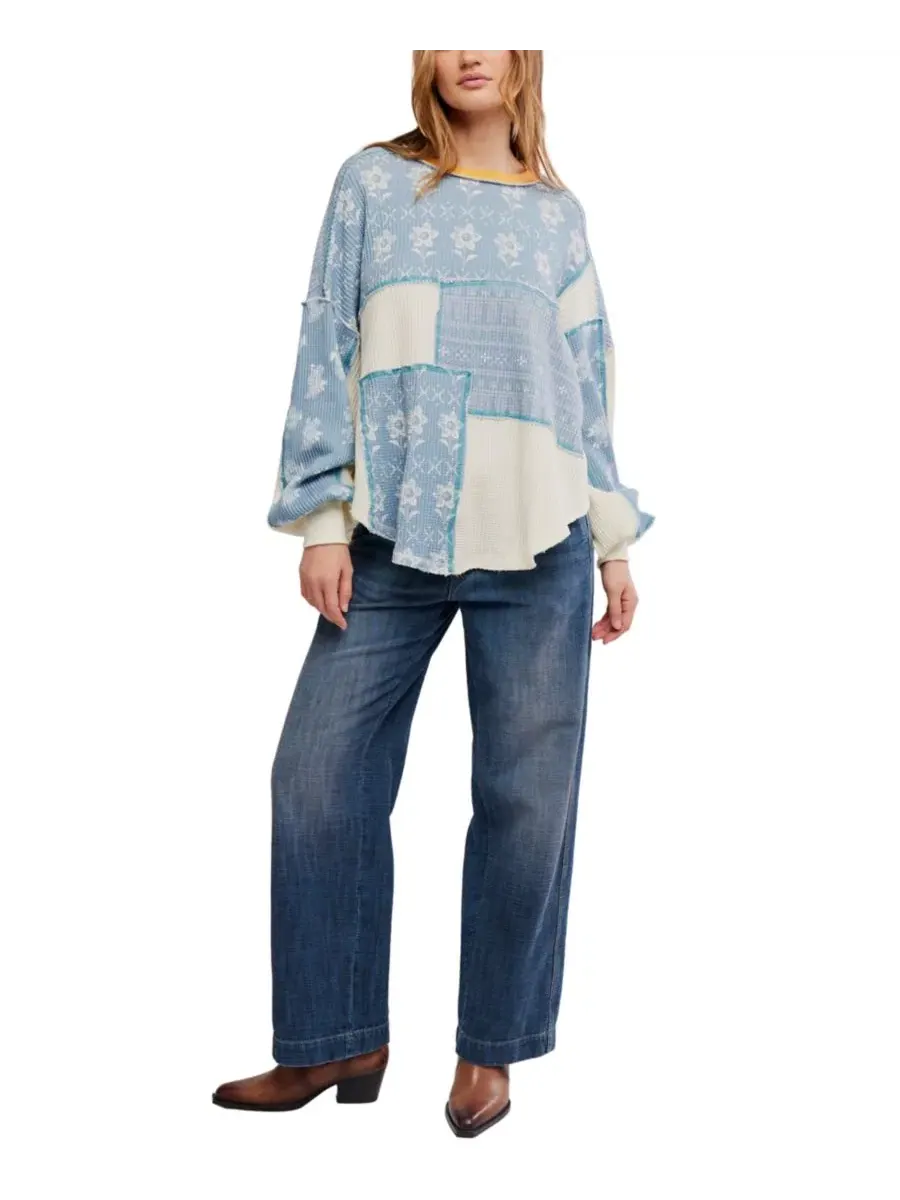 Футболка-термо женская с принтом Wildflower Thermal Waffle-Knit Floral-Print Free People — изображение 2 из 5, прозрачный
