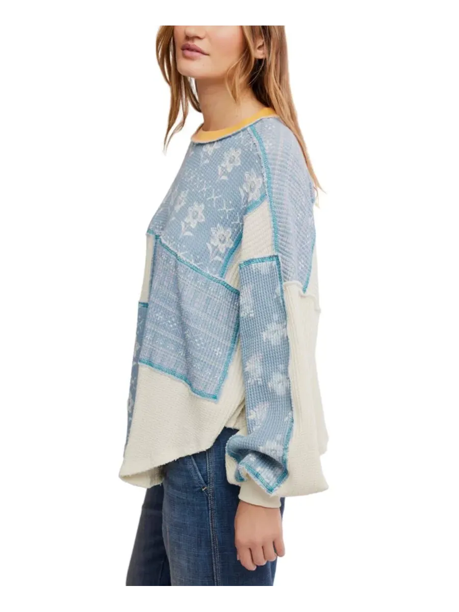 Футболка-термо женская с принтом Wildflower Thermal Waffle-Knit Floral-Print Free People — изображение 3 из 5, прозрачный