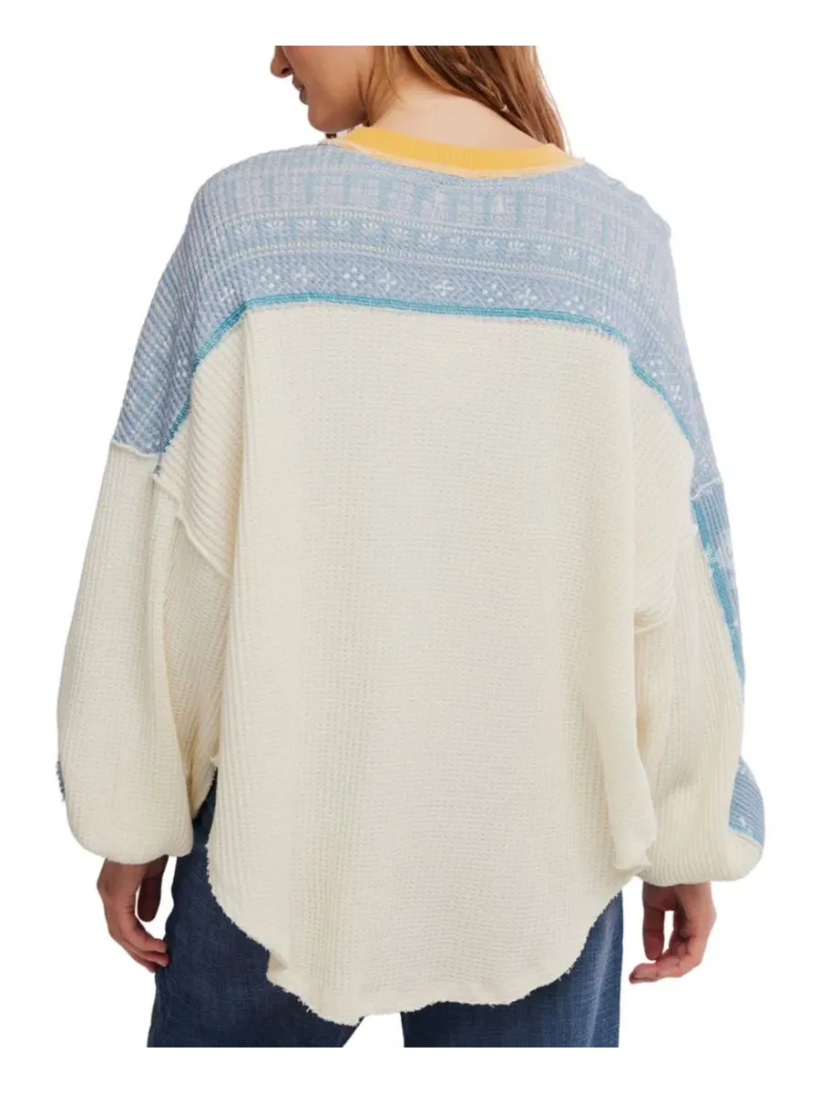 Футболка-термо женская с принтом Wildflower Thermal Waffle-Knit Floral-Print Free People — изображение 5 из 5, прозрачный