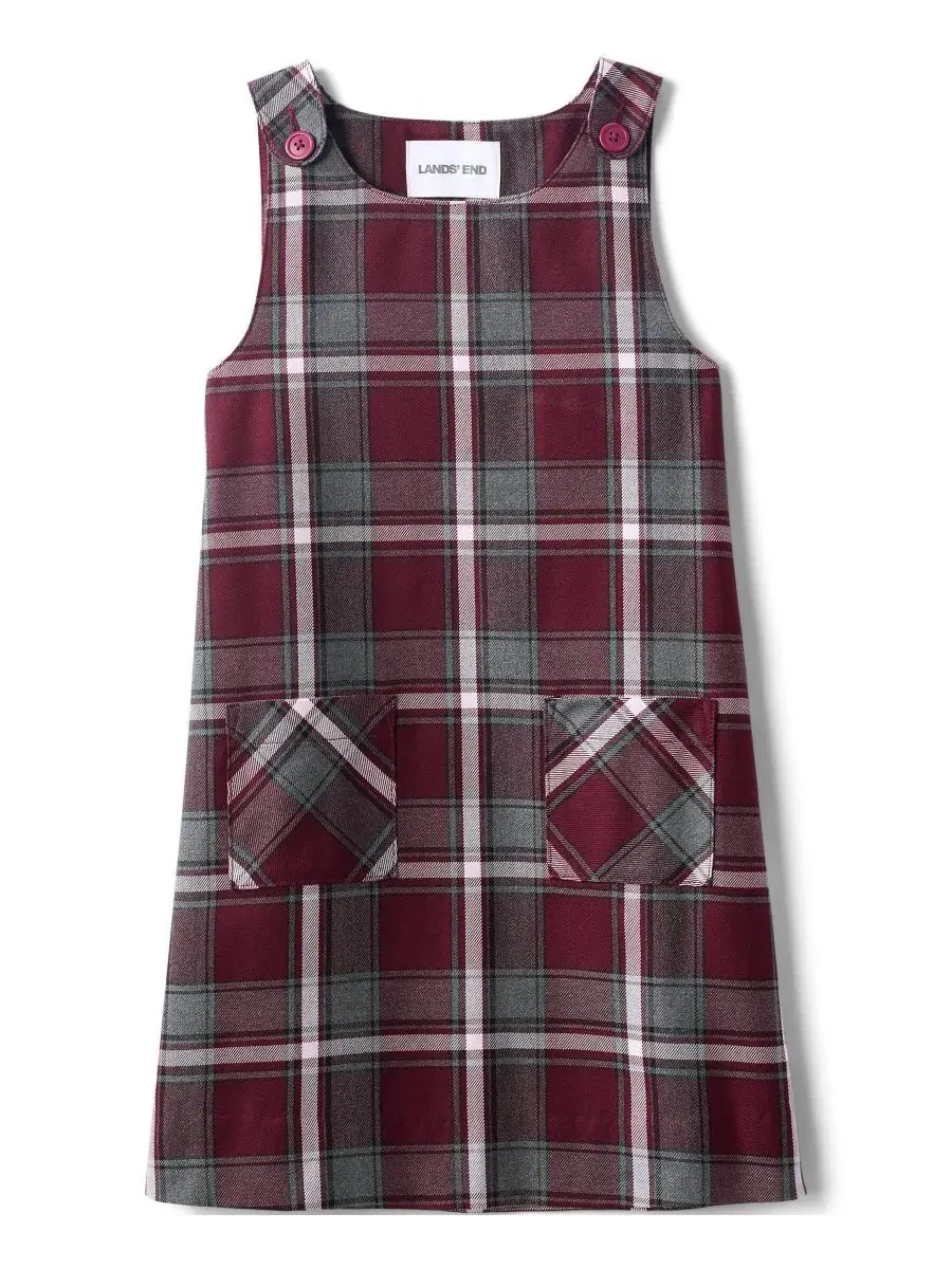 Платье-джемпер с пуговицами на плечах и накладными карманами Big Girls Plaid Button Shoulder Patch — изображение 3 из 3