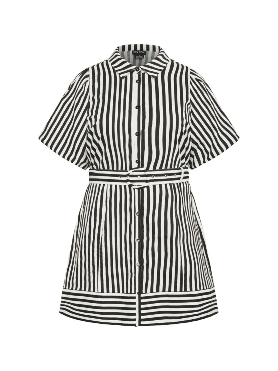 Женское полосатое майское платье CITY CHIC — изображение 3 из 3, черный