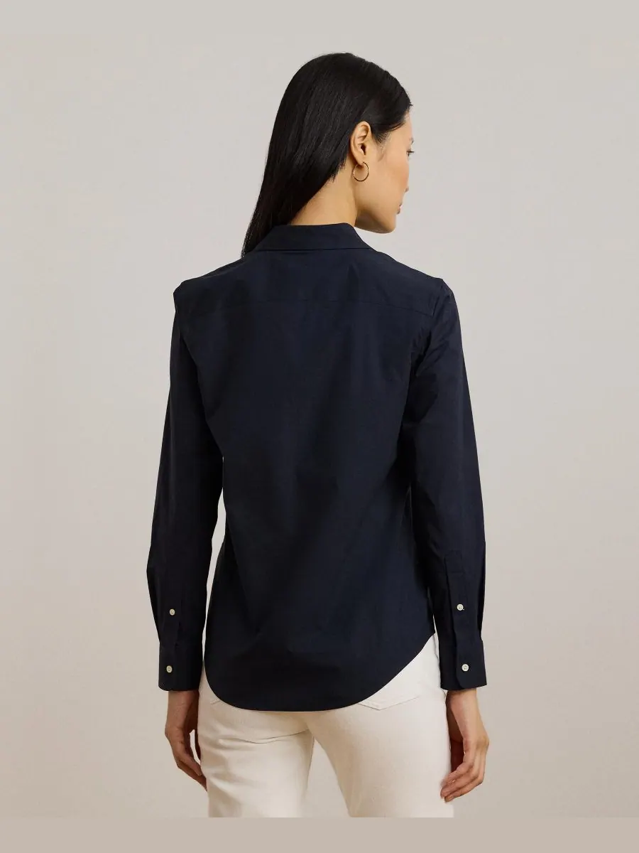 Не требующая глажки рубашка прямого кроя, размеры PXS - 3X Lauren Ralph Lauren — изображение 2 из 5, темно-синий