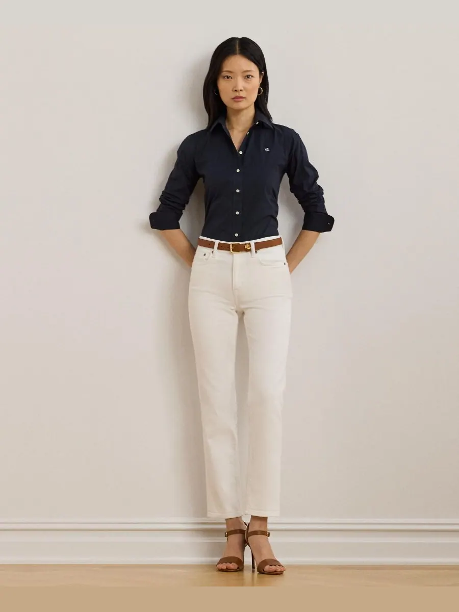 Не требующая глажки рубашка прямого кроя, размеры PXS - 3X Lauren Ralph Lauren — изображение 4 из 5, темно-синий