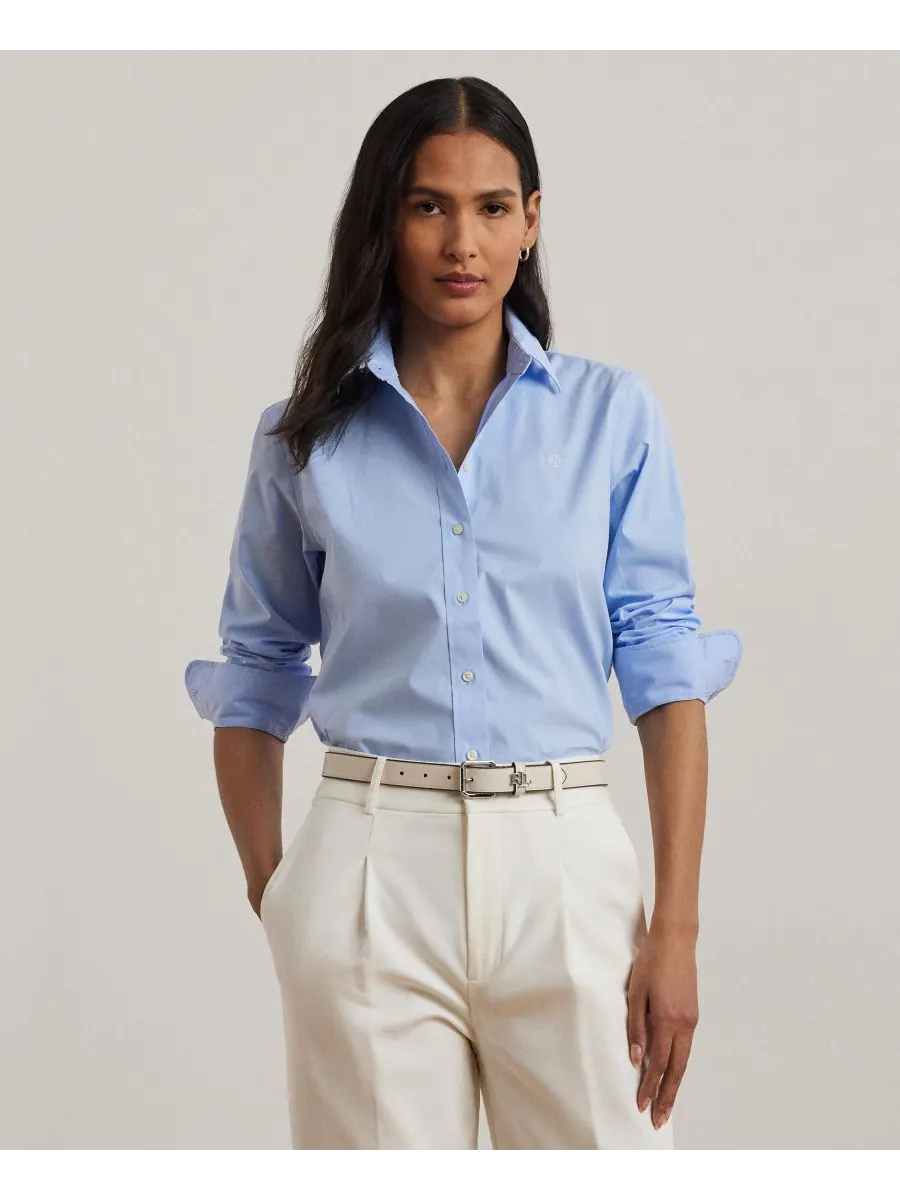 Не требующая глажки рубашка прямого кроя, размеры PXS - 3X Lauren Ralph Lauren — изображение 1 из 5, синий