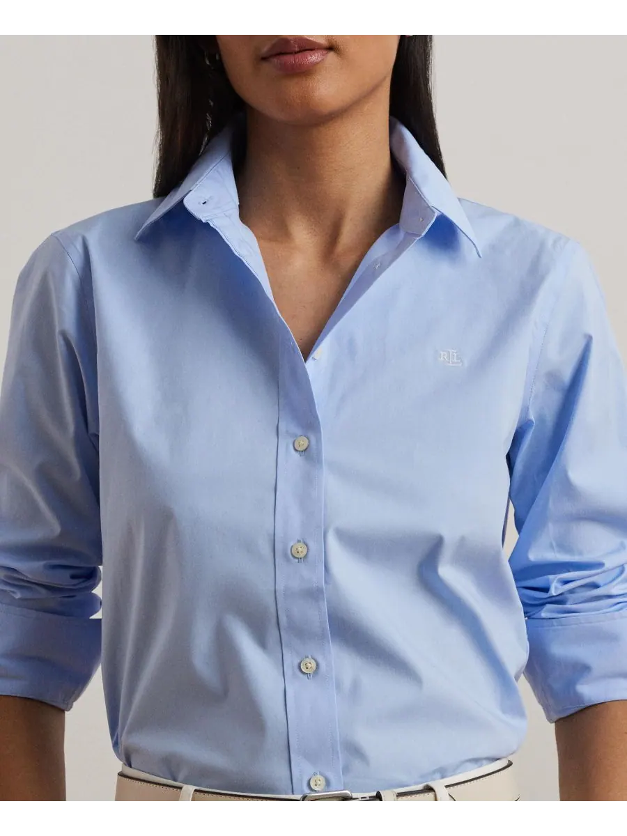 Не требующая глажки рубашка прямого кроя, размеры PXS - 3X Lauren Ralph Lauren — изображение 3 из 5, синий