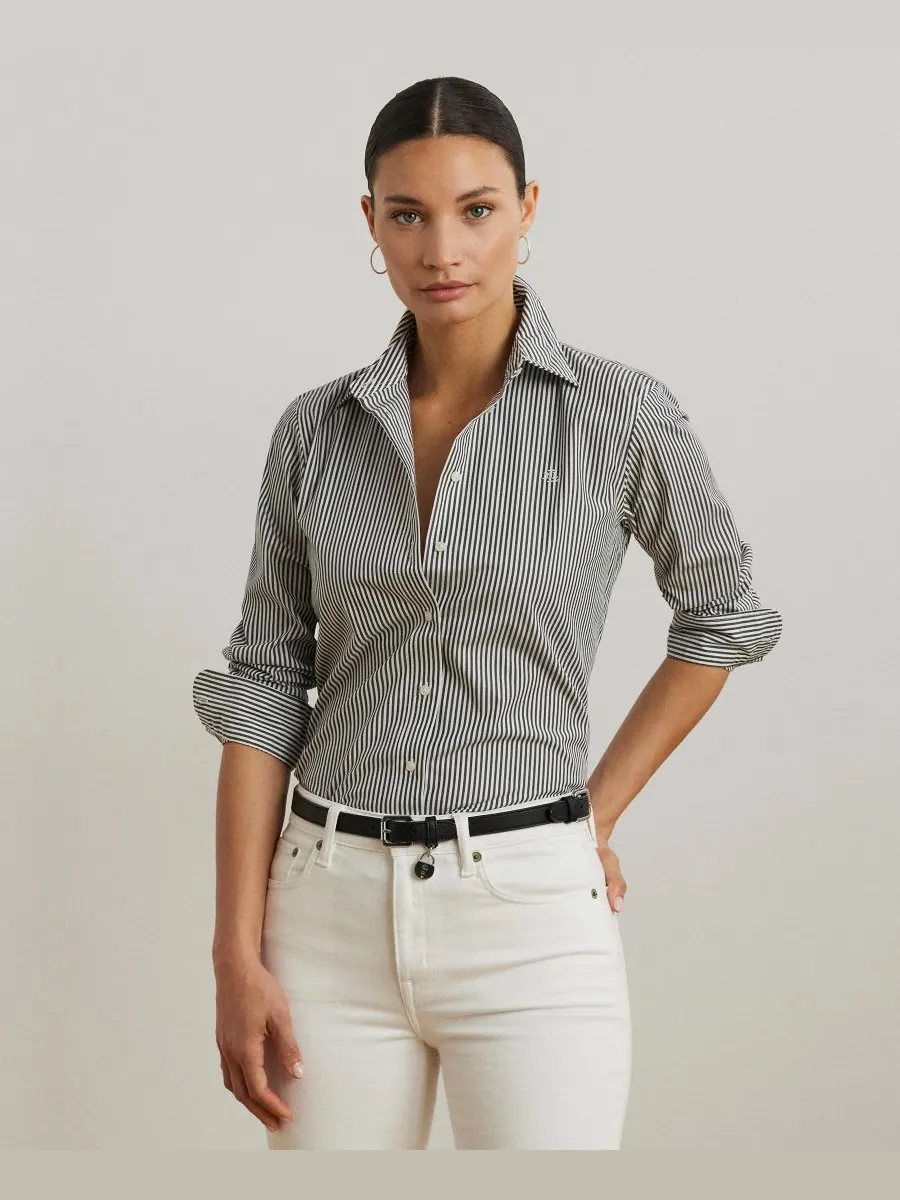 Не требующая глажки рубашка прямого кроя, размеры PXS - 3X Lauren Ralph Lauren — изображение 1 из 5, черный/белый