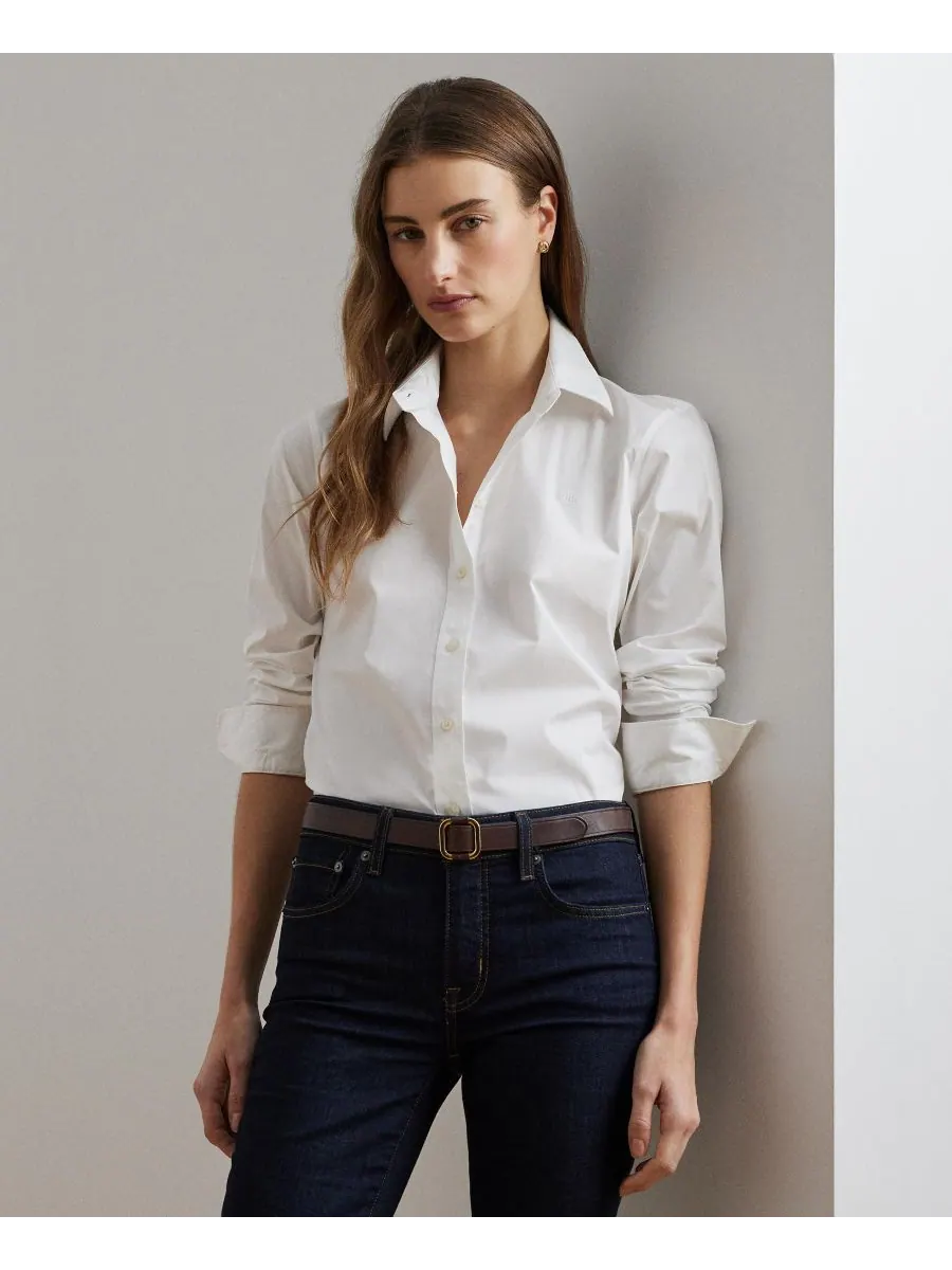 Не требующая глажки рубашка прямого кроя, размеры PXS - 3X Lauren Ralph Lauren — изображение 1 из 9, белый