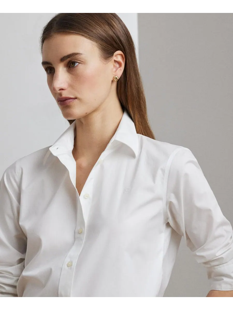Не требующая глажки рубашка прямого кроя, размеры PXS - 3X Lauren Ralph Lauren — изображение 7 из 9, белый