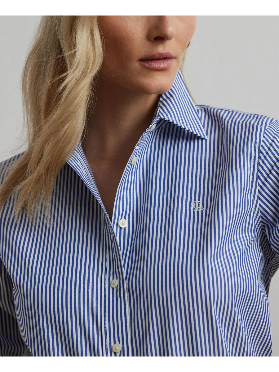 Не требующая глажки рубашка прямого кроя, размеры PXS - 3X Lauren Ralph Lauren — изображение 3 из 5, синий/белый