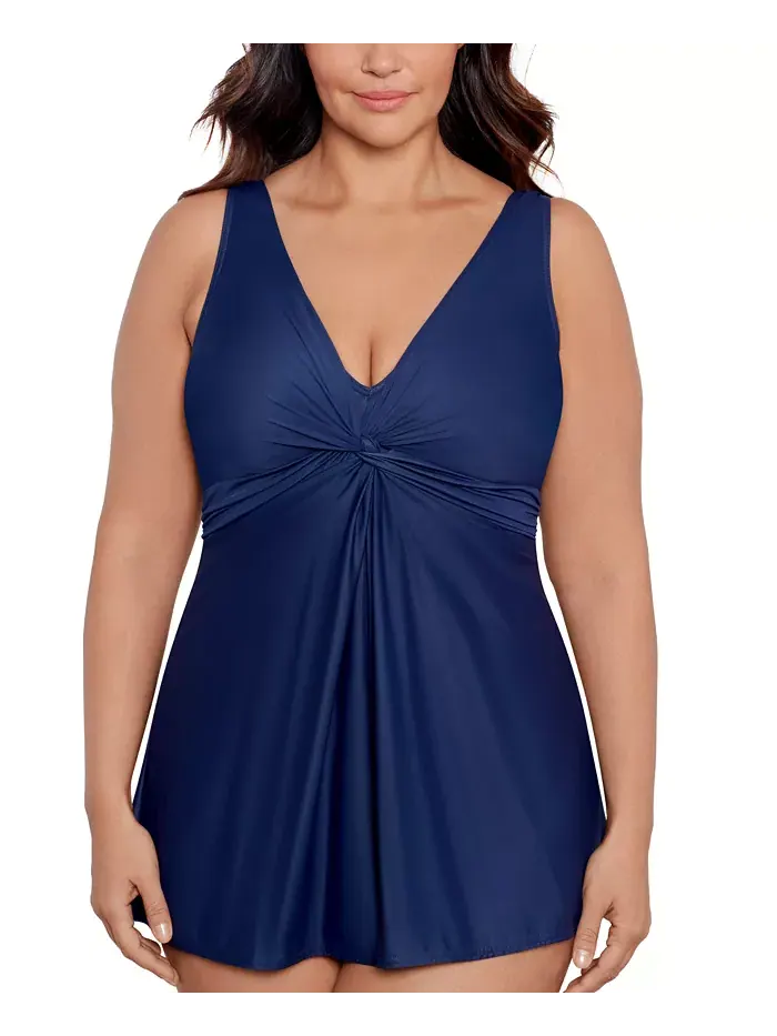 Женское купальное платье Marais с контролем живота из коллекции Must Haves Plus Size Miraclesuit — изображение 1 из 4, синий