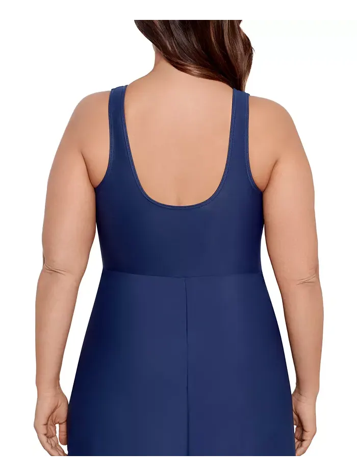 Женское купальное платье Marais с контролем живота из коллекции Must Haves Plus Size Miraclesuit — изображение 2 из 4, синий