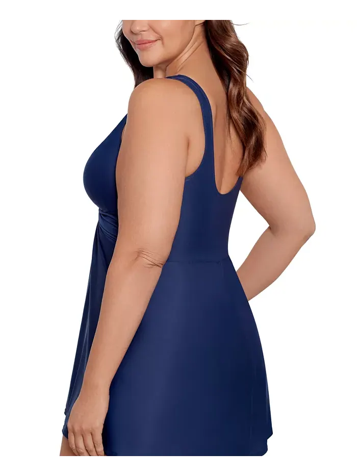 Женское купальное платье Marais с контролем живота из коллекции Must Haves Plus Size Miraclesuit — изображение 3 из 4, синий