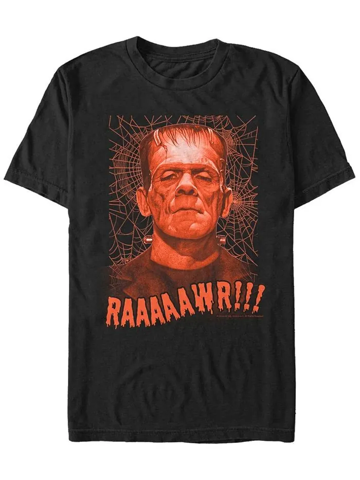Мужская футболка Universal Monsters Rawr Frankenstein с короткими рукавами и портретом Fifth Sun — изображение 1 из 1, черный
