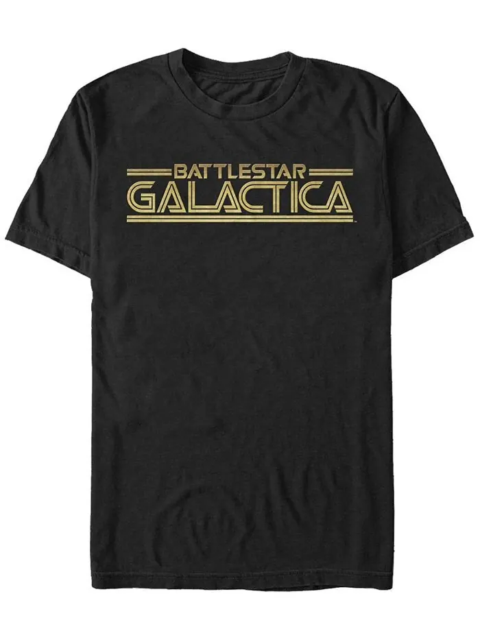 Мужская футболка Battlestar Galactica с коротким рукавом и золотым логотипом в стиле ретро Fifth Sun — изображение 1 из 1