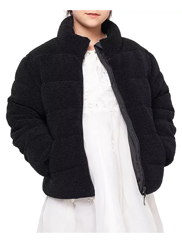 Пуховая куртка Big Girls Sherpa с подкладкой из овчины Rokka&Rolla — изображение 1 из 10, черный