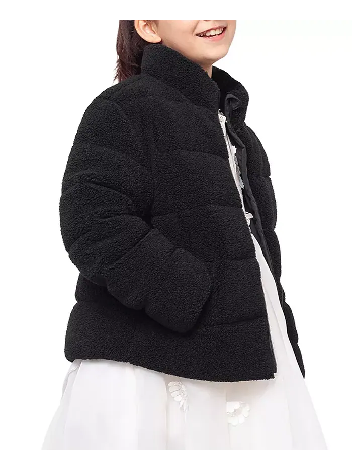 Пуховая куртка Big Girls Sherpa с подкладкой из овчины Rokka&Rolla — изображение 2 из 10, черный