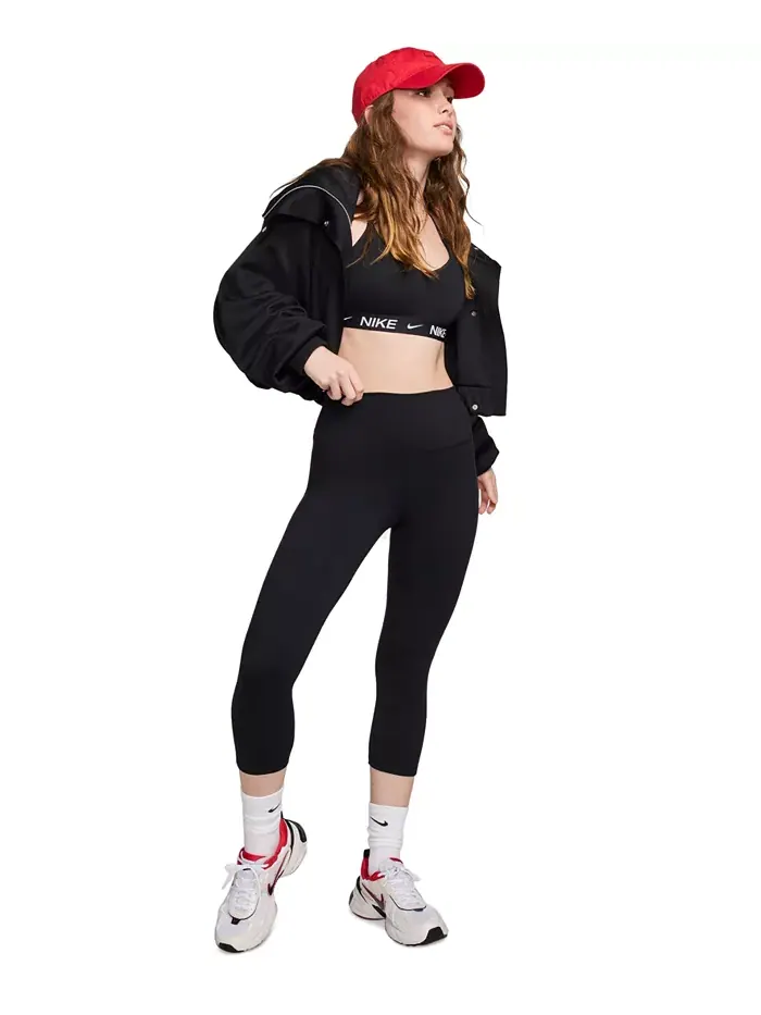 Женские леггинсы One High-Waisted Cropped-Length Nike — изображение 3 из 6, черный/черный