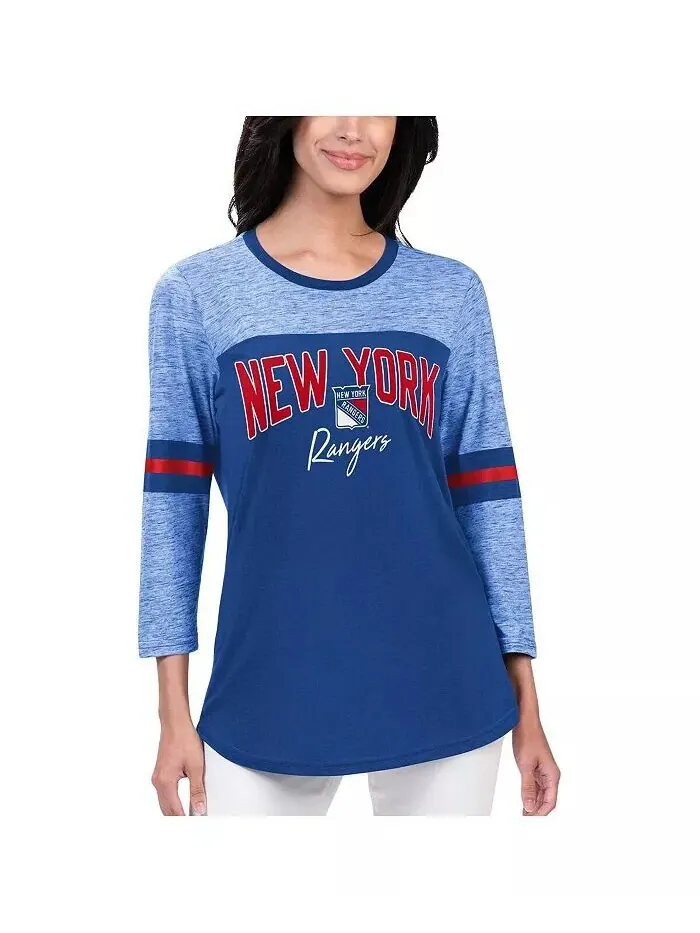 Женская синяя футболка New York Rangers Play The Game с рукавом 3/4 G-III 4Her by Carl Banks — изображение 1 из 2