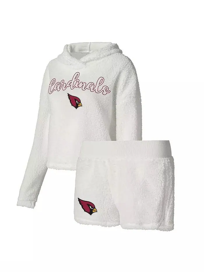 Женский белый пушистый свитер Arizona Cardinals, толстовка и шорты для сна Concepts Sport — изображение 1 из 3