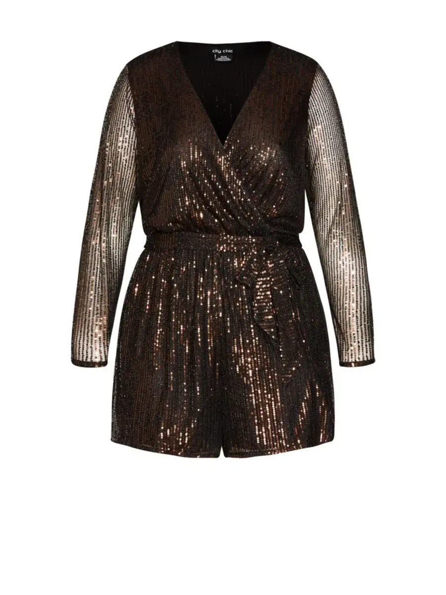 Женский комбинезон с пайетками CITY CHIC — изображение 4 из 4, коричневый