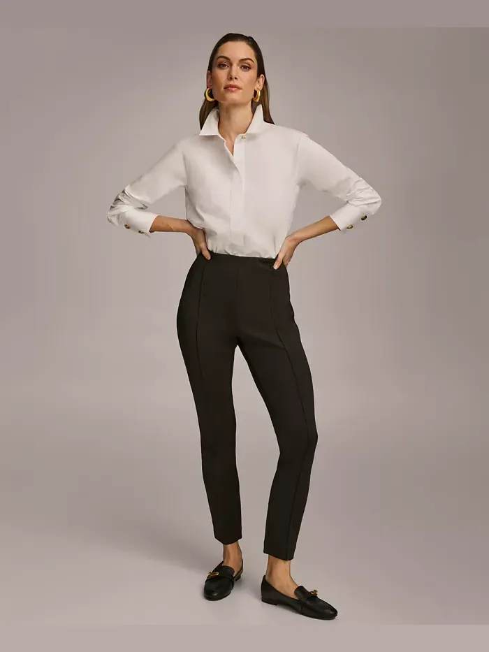 Женские зауженные брюки с высокой посадкой Donna Karan Donna Karan New York — изображение 3 из 5, черный